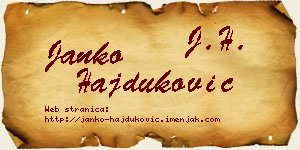 Janko Hajduković vizit kartica